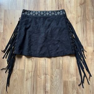Suede cowgirl rodeo fringe skirt